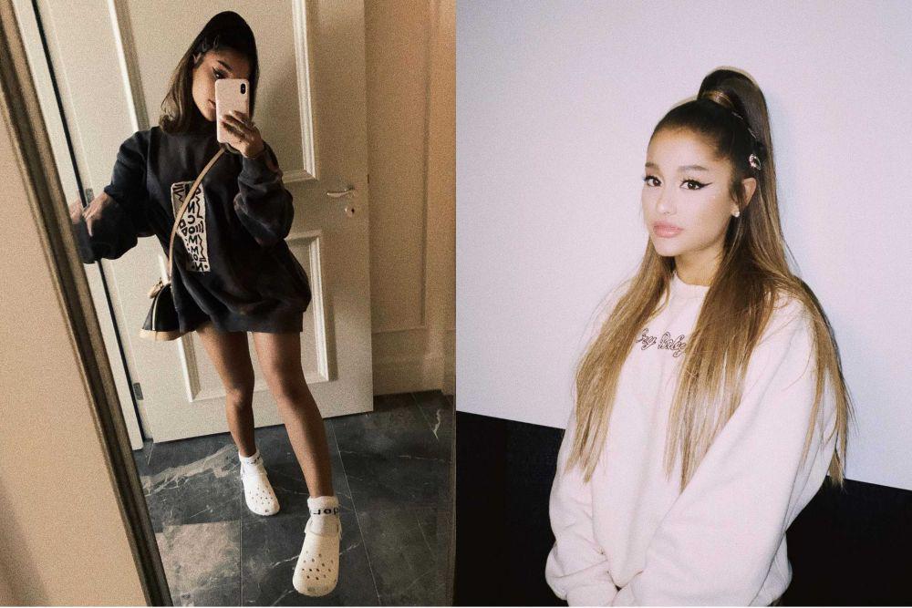 10 Inspirasi Gaya Stylish Ariana Grande dengan Sweatshirt