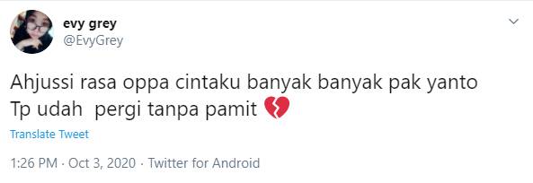 Screenshot twitter terkait Pak Yanto (Dok. IST)