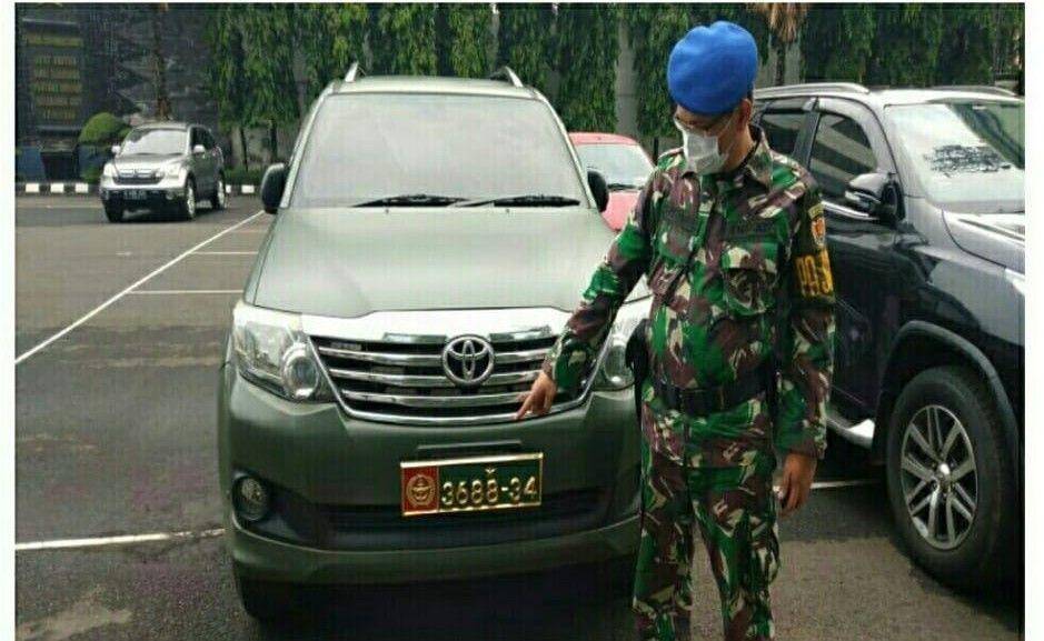 Viral mobil dinas TNI yang diduga dipakai warga sipil telah disita Puspomad (Dok. Puspomad)