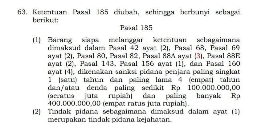 Pasal sanksi bagi pengusaha (Dok. IDN Times/Draf UU Cipta Kerja)