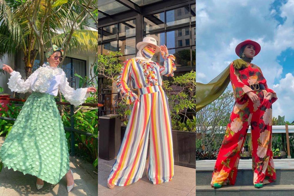 10 Inspirasi OOTD Hijab ala Bella Sophie, Stylenya Colourful
