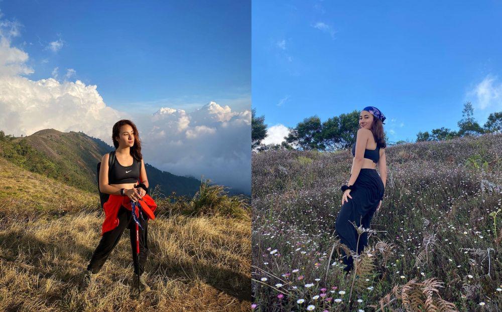 10 Pesona Naomi Zaskia Mendaki Gunung Prau Dieng, Makin Segar