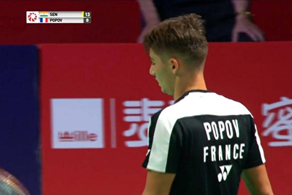 Tangkap Layar - Wakil tunggal putra Prancis Christo Popov dalam turnamen Denmark Open 2020 (Website/TVRI)