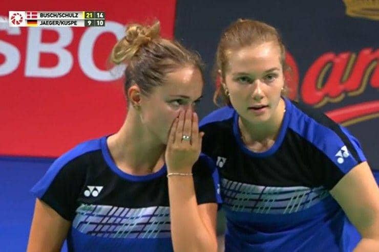 Pasangan ganda putri Denmark Christine Busch/Amalie Schulz dalam Denmark Open 2020 (Website/Tangkap Layar TVRI)