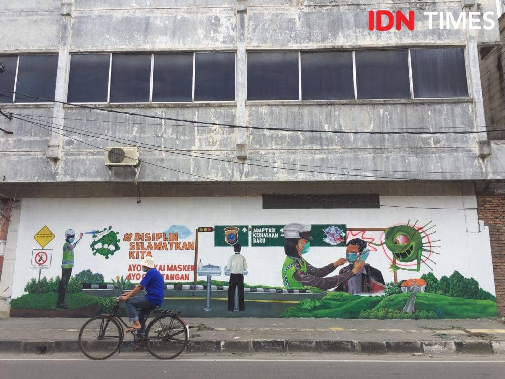 Mural Protokol Kesehatan di Medan dicoret oleh orang yang tak bertanggungjawab (Dok.Istimewa)