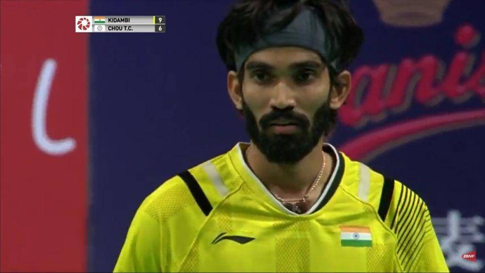 Srikanth Kidambi (India) di babak perempat final Denmark Open 2020 (Tangkap layar YouTube/BWF TV)