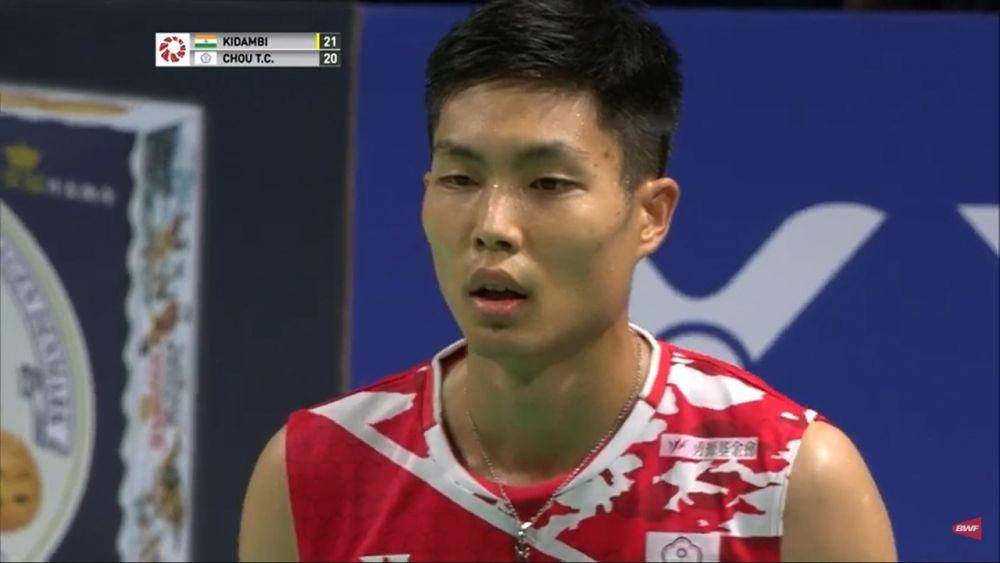Chou Tien Chen (Taiwan) di babak perempat final Denmark Open 2020 (Tangkap layar YouTube/BWF TV)