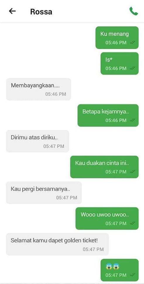 Potongan chat pengemudi ojol dan Rossa. Berbagai Sumber