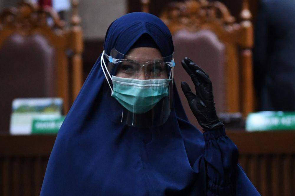 Pinangki Sirna Malasari, mengikuti sidang lanjutan di Pengadilan Tipikor, Jakarta pada Rabu (21/10/2020) (ANTARA FOTO/Puspa Perwitasari)