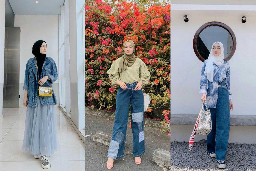 10 Ide Outfit Denim Hijab ala Selebgram Ingrid Yulika, Kekinian!
