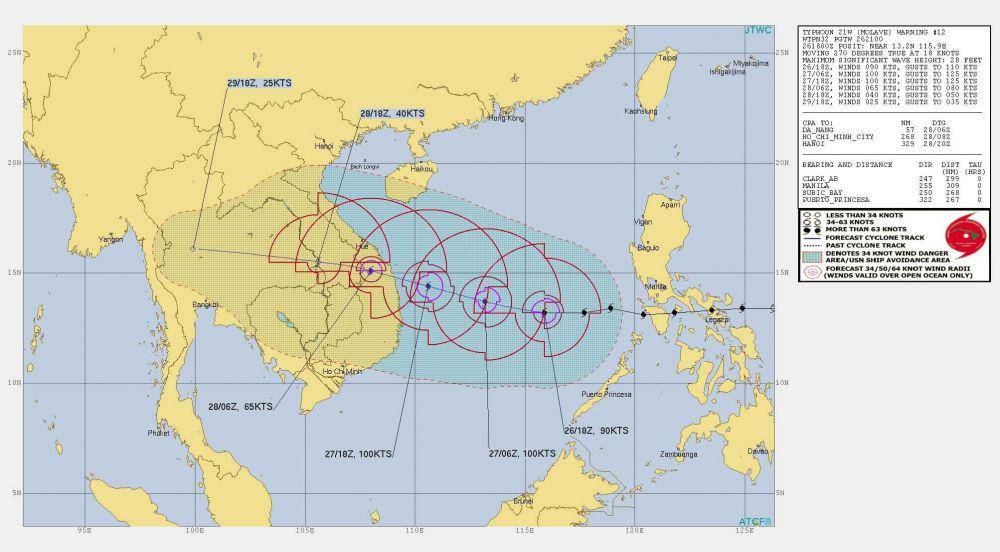 Peta perjalanan yang diperkirakan akan dilalui oleh topan Molave. (twitter.com/#TropicalcyclonesWorldwide)