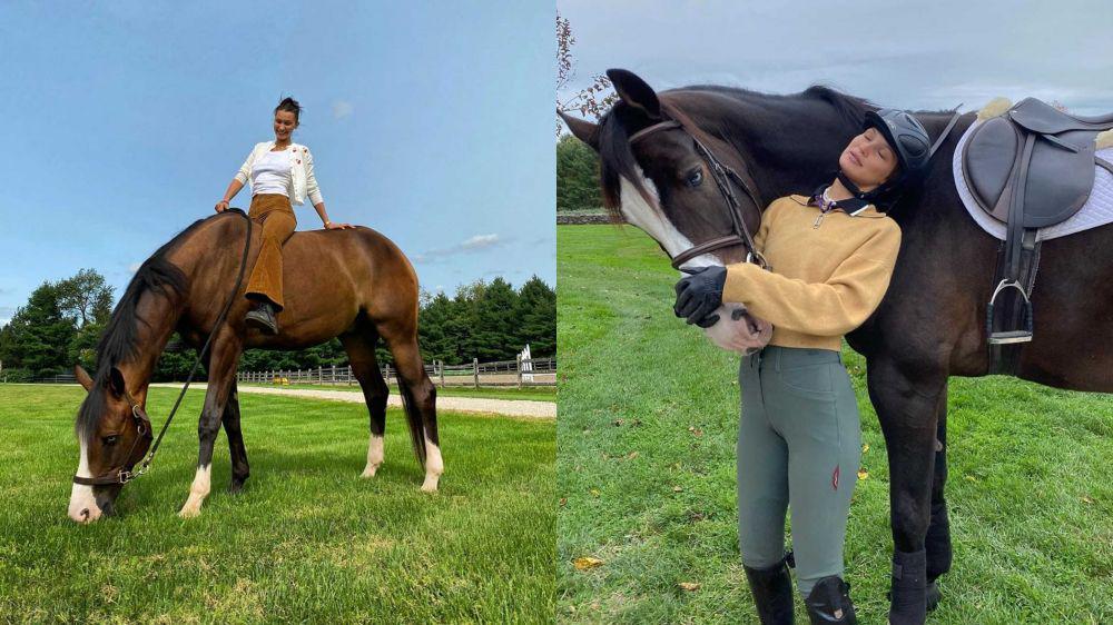 Hobi Berkuda, 10 Potret Manis Bella Hadid Bersama Kuda Kesayangan