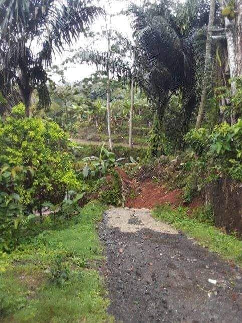 Jalan penghubung dua kampung tertutup longsor di Kecamatan Cipongkor, Bandung Barat. (Istimewa)