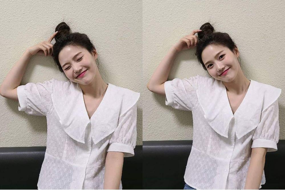10 Potret Hyojung Oh My Girl dengan Rambut Cepol, Cuteness Overload!