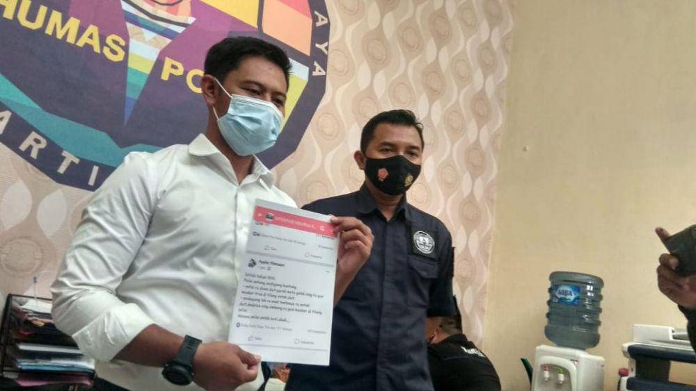 Polisi menunjukkan print screenshoot unggahan status pelaku, IDN Times/ istimewa