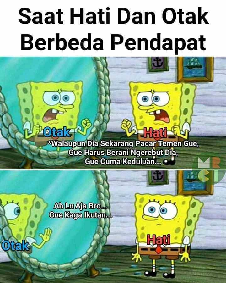 Spongebob sedang berkaca di cermin (instagram.com/memelucu.idn)