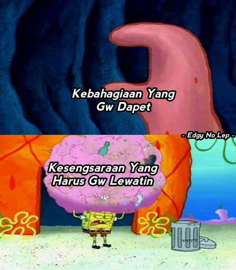 Tangan Squidward dan Spongebob mengangkut sampah (instagram.com/kutipan_bikinibottom)