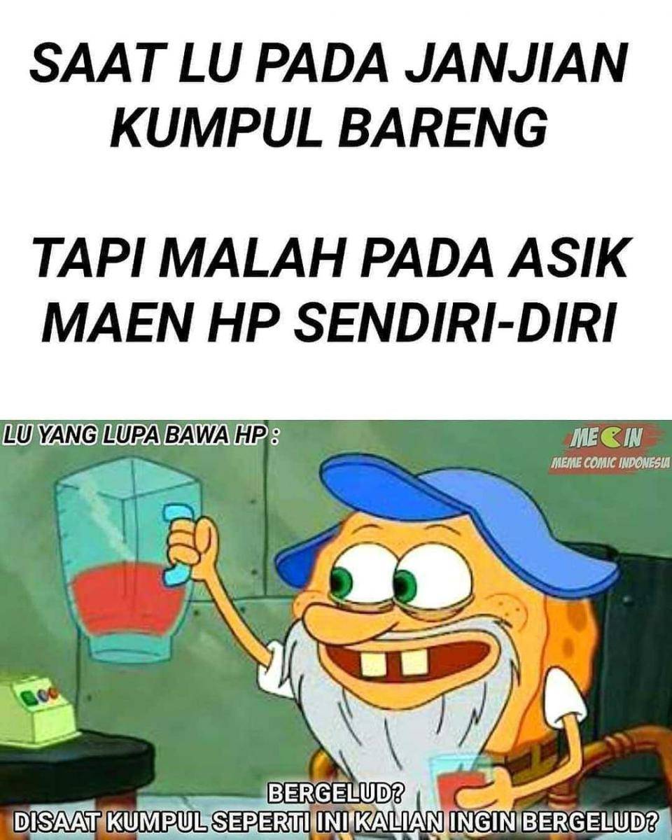 Spongebob sudah tua membawa jus yang diblender (instagram.com/kutipan_spongebobs)