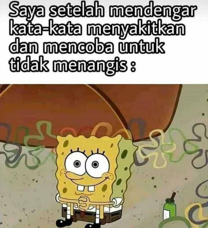 Spongebob sedang duduk sambil tersenyum (instagram.com/kutipan_bikinibottom)