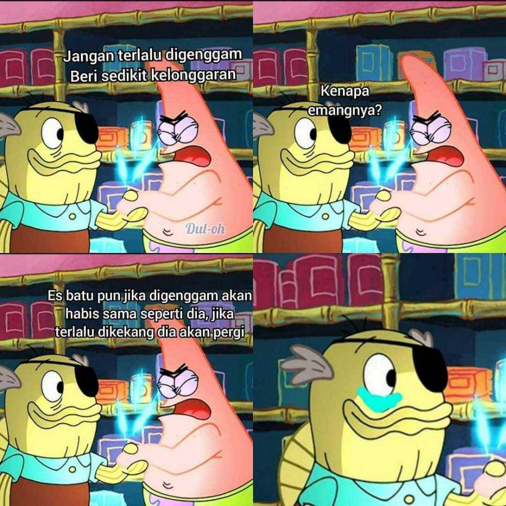 Patrick dan tokoh ikan sedang bersalaman (instagram.com/spongebob.tvofficial)