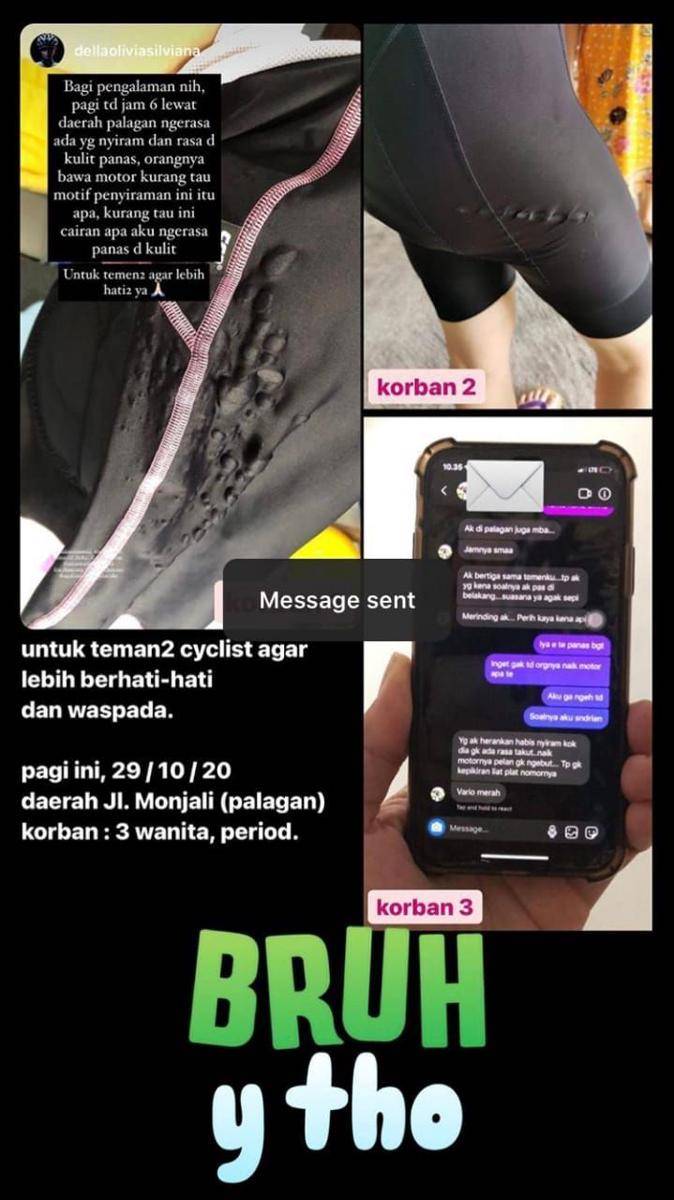 Pesepeda di Sleman diduga disiram soda api. Twitter / @Biskims