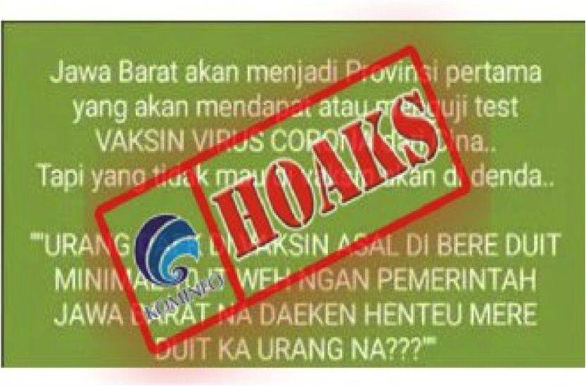 Hoaks JaBar penerima vaksin pertama. kominfo.go.id