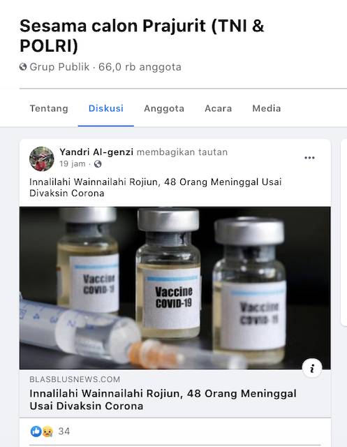 Hoaks 48 warga Korsel meninggal akibat vaksin COVID-19. medcom.id