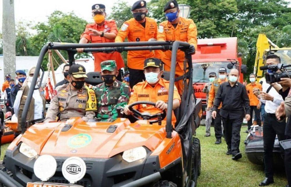 Kapolda Sumsel, Pangdam II Sriwijaya dan Gubernur Sumsel cek kesiapan hadapi bencana (IDN Times/Pemrov Sumsel)