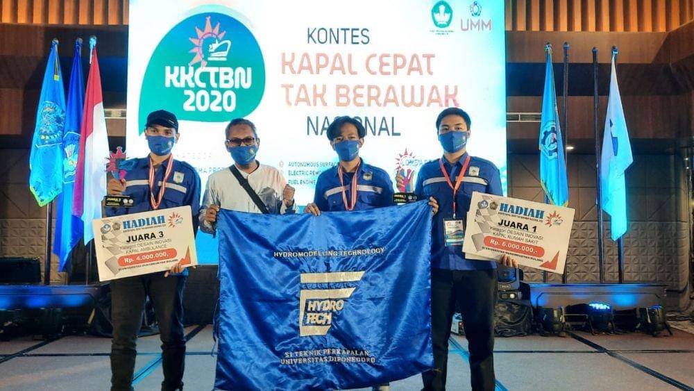 Para mahasiswa Teknik Perkapalan Undip raih juara di kontes kapal tanpa awak 2020. Dok Humas Undip