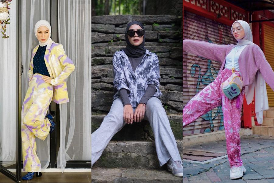 10 Inspirasi OOTD Pakaian Tie Dye untuk Hijabers, Gayanya Unik!