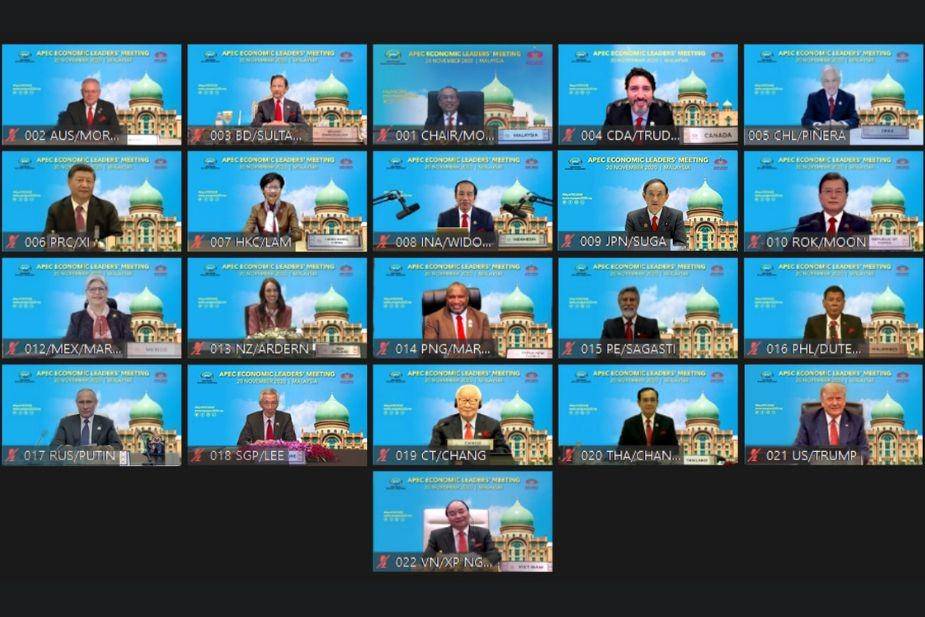 Para pemimpin dari 21 negara anggota APEC saat bertemu virtual di KTT tahun 2020 (www.apec.org)