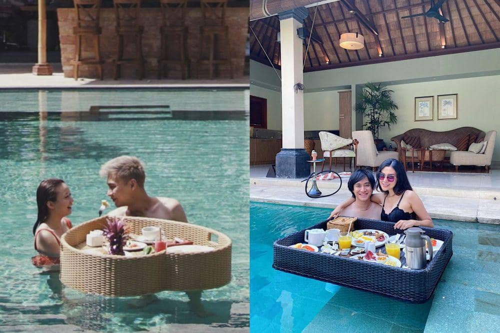 Mesra di Kolam Renang, 10 Floating Breakfast Artis dan Pasangannya