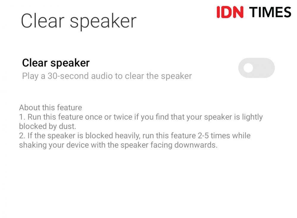 Fitur membersihkan speaker pada Poco X3 NFC. IDN Times/Alfonsus Adi Putra
