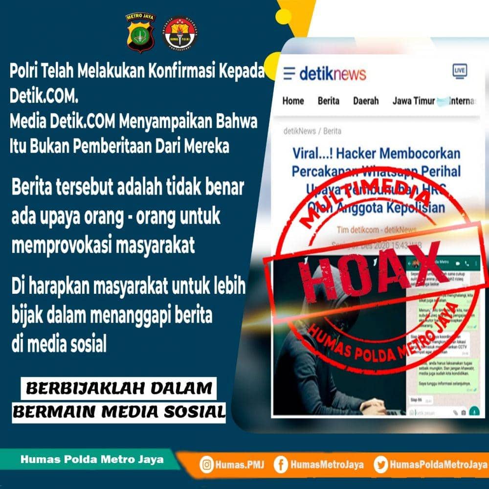 Berita percakapan Kapolda Metro Jaya, Irjen Pol Fadil Imran degan Intel soal penembakan 6 laskar FPI (Dok. Humas Polda Metro Jaya).