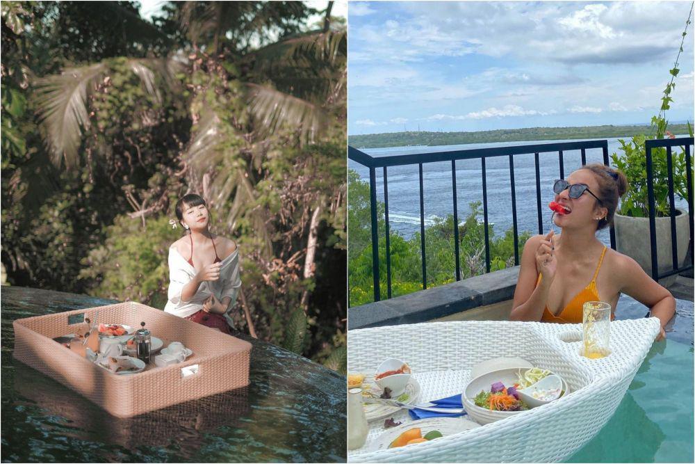Naomi Zaskia dan 10 Potret Segar Artis Nikmati Sarapan di Kolam Renang