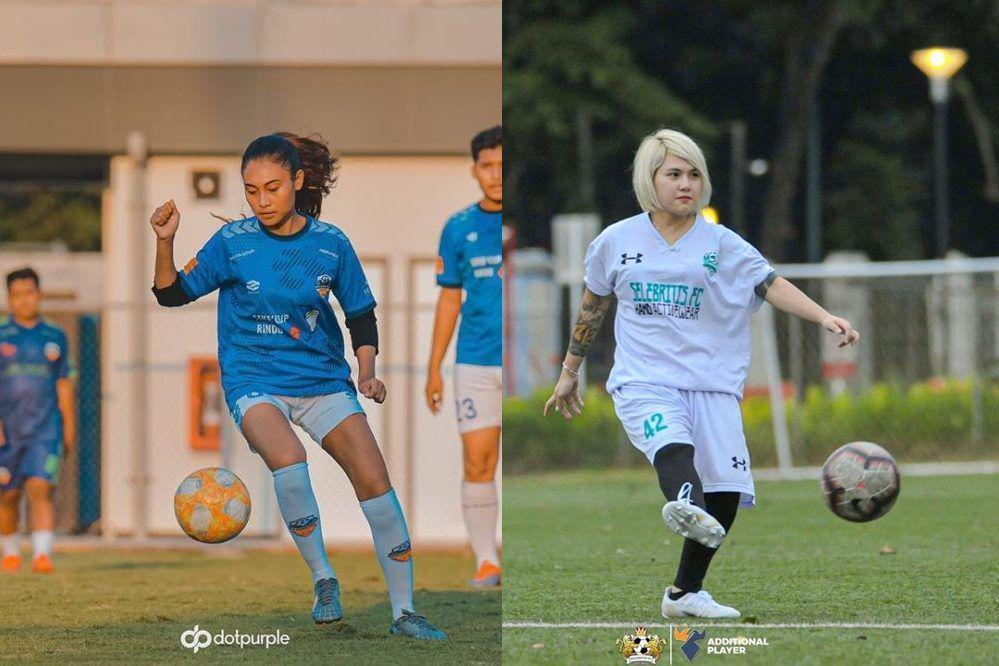 9 Adu Gaya Evelin dan Novia Bachmid Bermain Bola, Dua Wanita Tangguh!