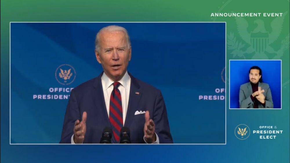 Joe Biden dalam pidatonya di Queen Theatre, Wilmington, Delaware, 19 Desember 2020 (pscp.tv)