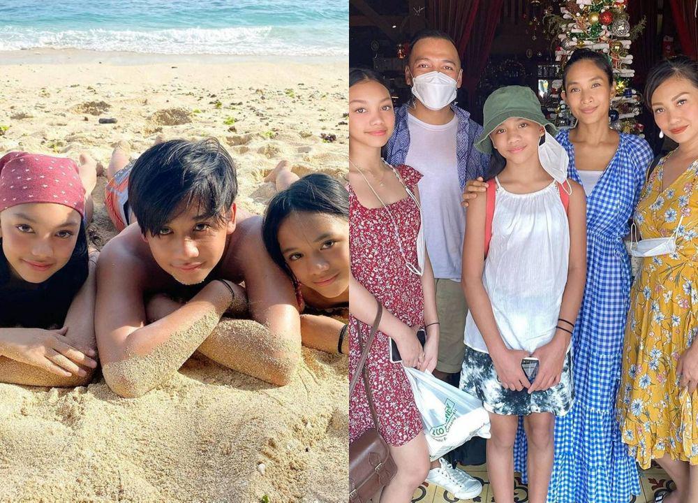 Main di Pantai, 10 Momen Liburan Keluarga Riafinola Be3 di Bali