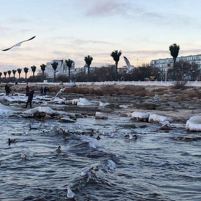 Suasana pesisir Laut Kaspia di Aktau, Kazakhstan. instagram.com/aktau_nature/