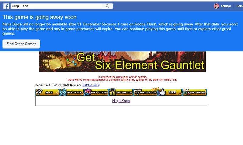 facebook.com/Ninja Saga