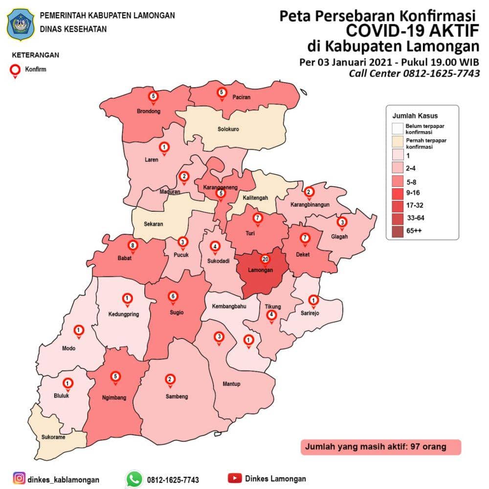 Peta penyebaran virus corona di Lamongan. IDN Times/Dok Humas Pemkab