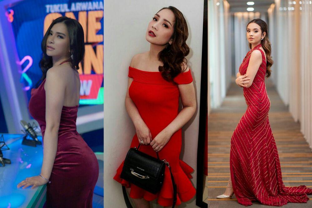 9 Potret Artis Wanita Pakai Gaun Merah yang Hits, Bikin Terpana!