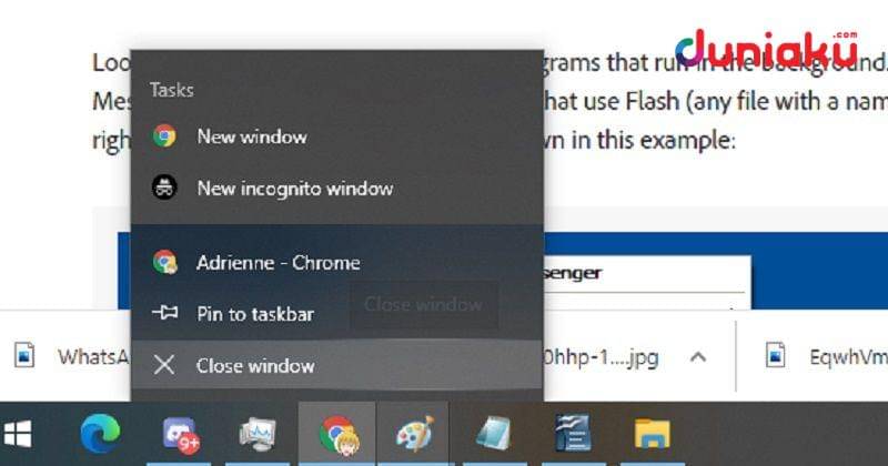 Tutup semua aplikasi yang menggunakan Adobe Flash Player. duniaku.com/Adhitya Daniel