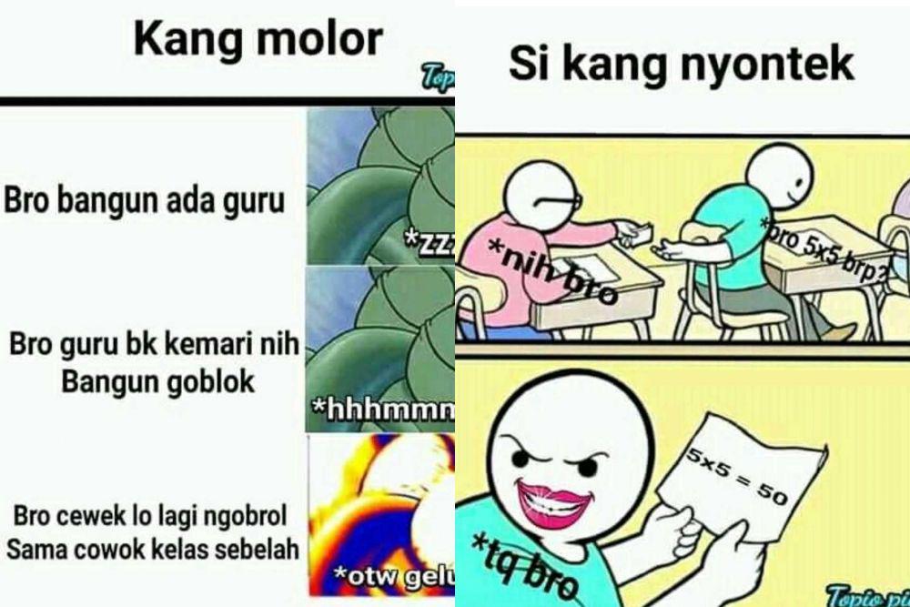 17 Meme Kocak Tipe-tipe Murid di Kelas, Relate Bikin Ngakak!