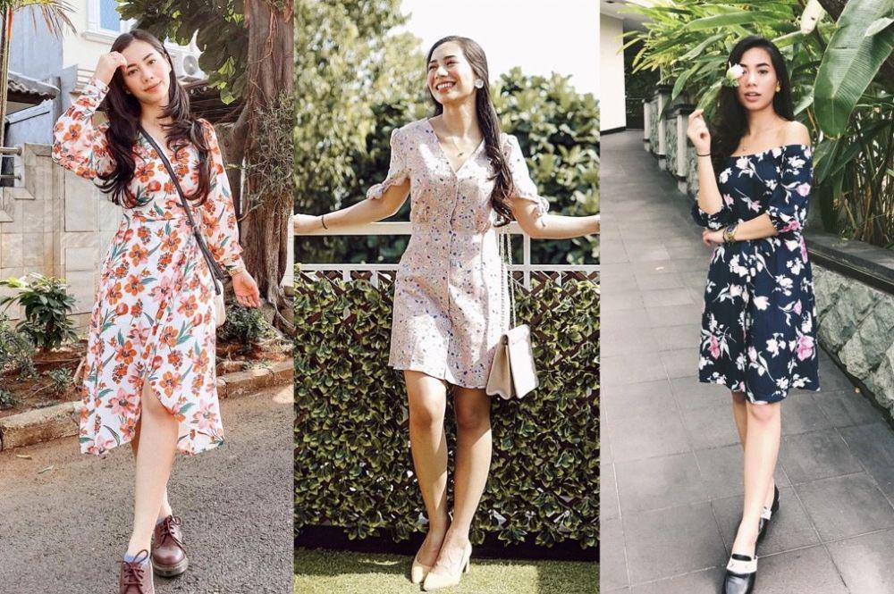 10 Inspirasi Outfit Dress Bermotif ala Abel Cantika, Manis!