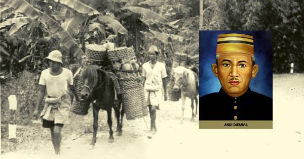 Kolase foto warga Palopo, Kabupaten Luwu, Sulawesi Selatan pada tahun 1949 dan lukisan Datu Luwu Andi Djemma. (Kolase Berbagai Sumber)