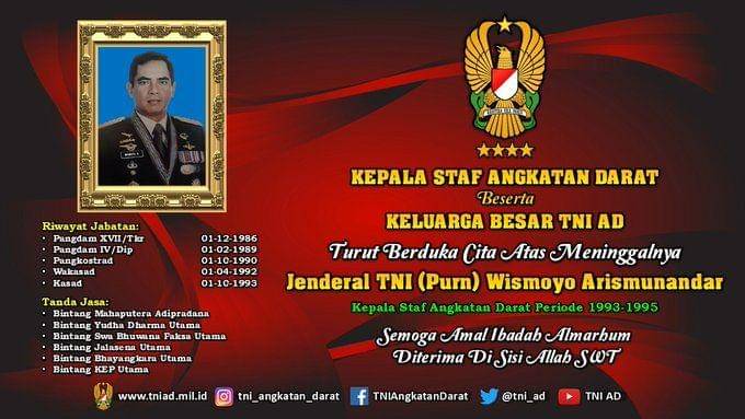Jenderal TNI Purn Wismoyo Arismunandar (Twitter.com/tni_ad)