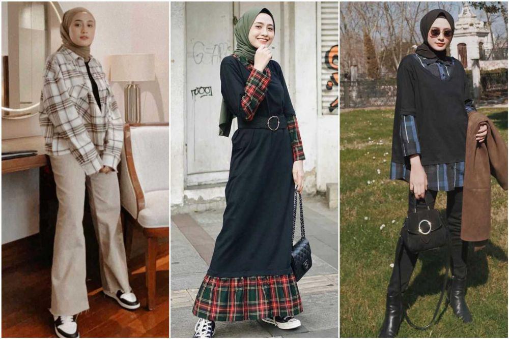 10 Inspirasi Mix and Match Plaid Outfit ala Helmy Nursifah, Jelita!