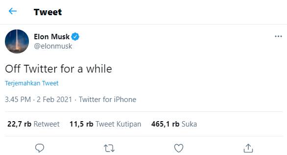 Tweet @elonmusk