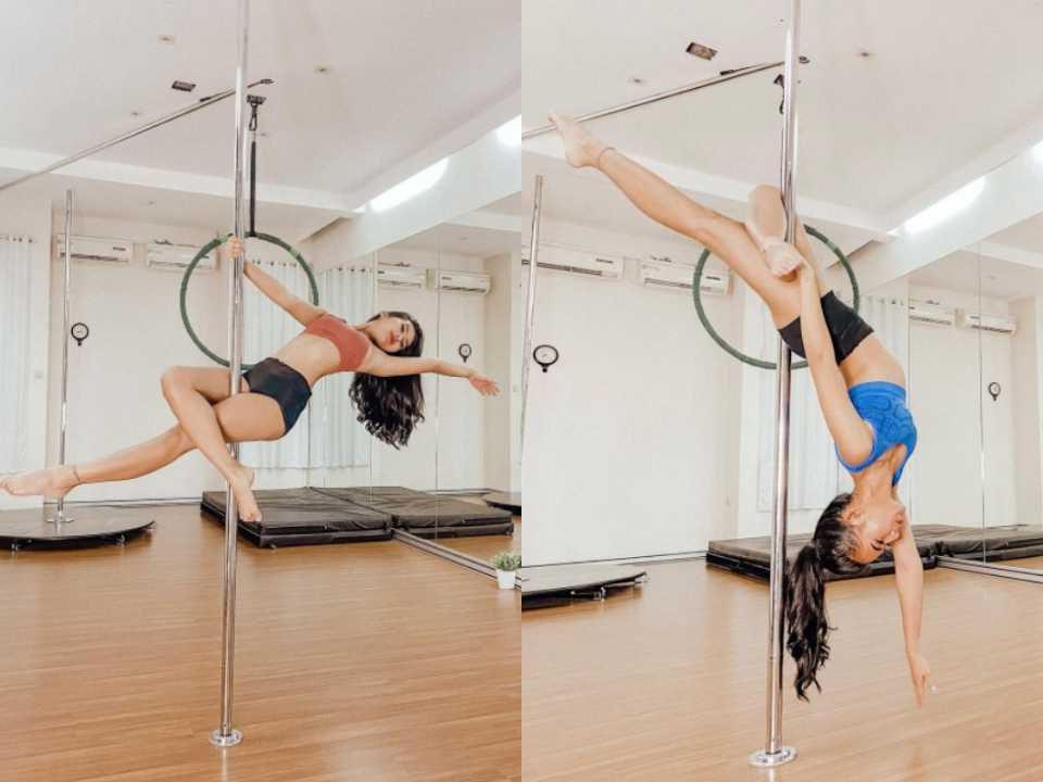 9 potret soraya rasyid saat latihan pole dance